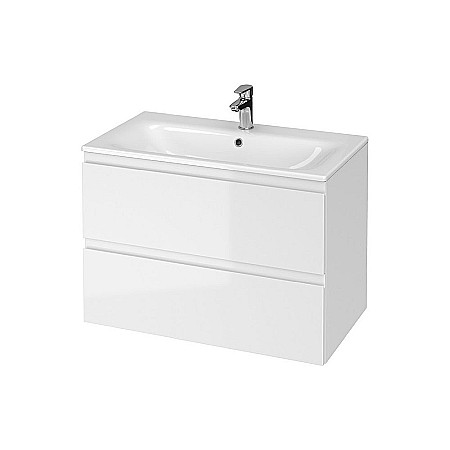Produse - Baza si lavoar CSB2771 - 80 cm, suspendat, sertare, alb