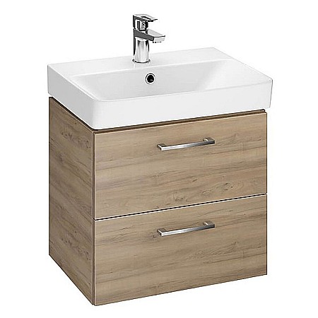 Baza si lavoar CSB2831 Slim - 50 cm, suspendat, sertare, nuc [1]
