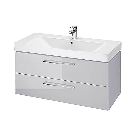 Produse - Baza si lavoar CSB3071 - 100 cm, suspendat, sertare, gri