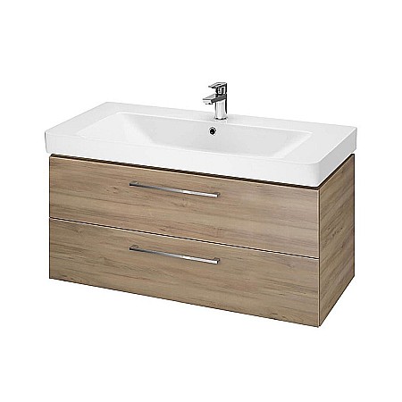 Produse - Baza si lavoar CSB3081 - 100 cm, suspendat, sertare, nuc