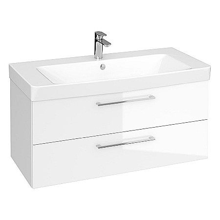 Baza si lavoar CSB3091 - 100 cm,suspendat, sertare, alb [1]