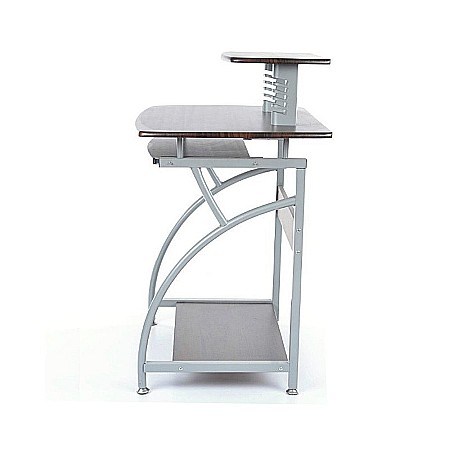 Birou calculator SL B07, polita glisanta tastatura, rafturi, structura metalica, MDF, 74x55x95 cm, maro inchis [4]