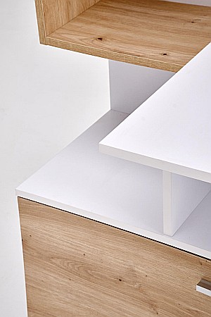 Birou cu spatii depozitare HM Miso, blat PAL, cu rafturi, organizator, design modern, alb/stejar artizanal [6]