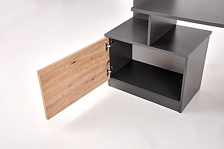 Birou cu spatii depozitare HM Miso, blat PAL, cu rafturi, organizator, design modern, antracit/stejar artizanal [6]