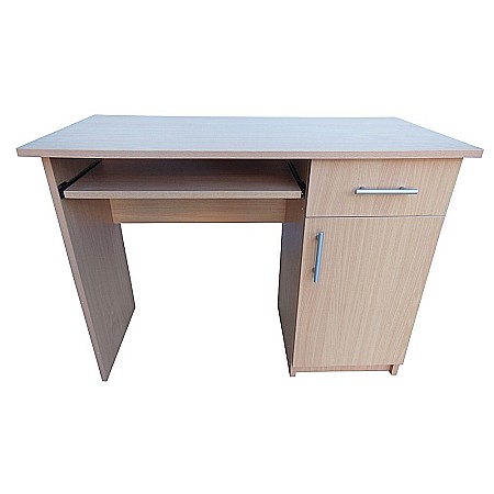 Mobilier copii - Birou cu spatiu depozitare pentru scolari, Pal Melaminat, sertar, 2 rafturi, polita glisanta tastatura, 100x52x76 cm, fag