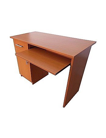 Birou cu spatiu depozitare pentru scolari, Pal Melaminat, sertar, 2 rafturi, polita glisanta tastatura, 100x52x76 cm, cires [1]