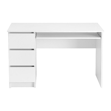 Birou cu suport glisant tastatura HM Cino, blat PAL, sertare, organizare office, design modern, alb [5]