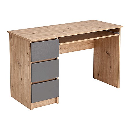 Birou cu suport glisant tastatura HM Cino, blat PAL, sertare, organizare office, design modern, stejar artizanal/antracit [1]