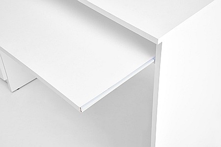 Birou cu suport glisant tastatura HM Cino, blat PAL, sertare, organizare office, design modern, alb [4]