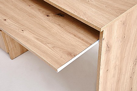 Birou cu suport glisant tastatura HM Cino, blat PAL, sertare, organizare office, design modern, stejar artizanal [4]