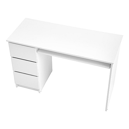 Birou cu suport glisant tastatura HM Cino, blat PAL, sertare, organizare office, design modern, alb [9]