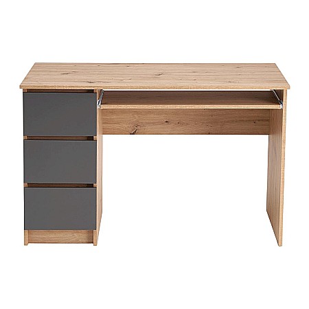 Birou cu suport glisant tastatura HM Cino, blat PAL, sertare, organizare office, design modern, stejar artizanal/antracit [4]