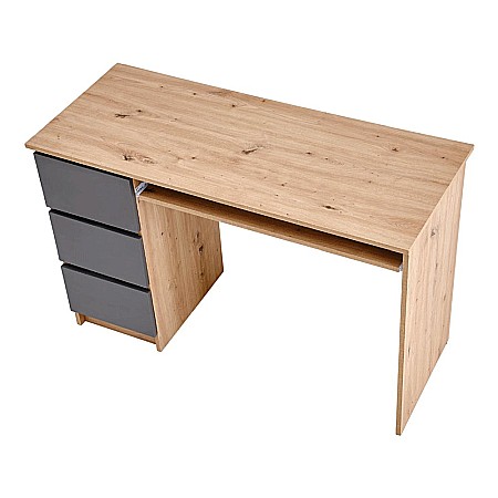 Birou cu suport glisant tastatura HM Cino, blat PAL, sertare, organizare office, design modern, stejar artizanal/antracit [3]