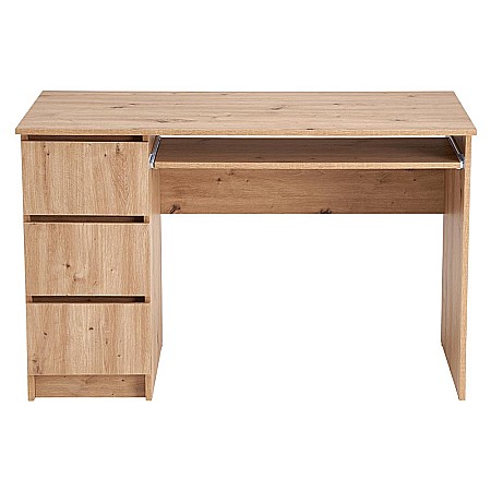 Birou cu suport glisant tastatura HM Cino, blat PAL, sertare, organizare office, design modern, stejar artizanal [7]