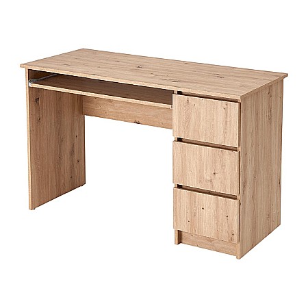 Birou cu suport glisant tastatura HM Cino, blat PAL, sertare, organizare office, design modern, stejar artizanal [8]