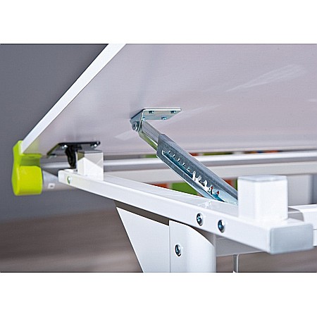 Birou ergonomic pentru copii HM Collorido, inaltime reglabila, unghi inclinare ajustabil, cadru metalic, MDF, 100x66x69-84 cm, alb [4]
