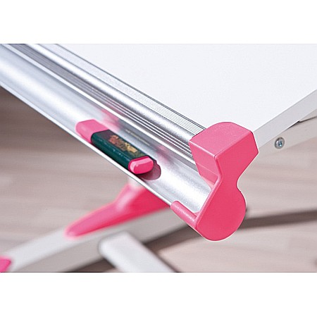 Birou ergonomic pentru copii HM Collorido, inaltime reglabila, unghi inclinare ajustabil, cadru metalic, MDF, 100x66x69-84 cm, alb [3]