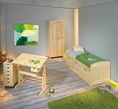 Birou ergonomic pentru copii HM Julia, inaltime reglabila, unghi inclinare ajustabil, lemn, 109x55x63-93 cm, fag [3]