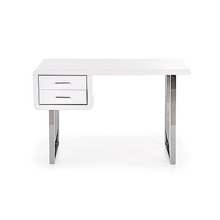 Birou HM B30, MDF lucios, cadru metalic cromat, 2 sertare, 120x55x76 cm, alb [5]