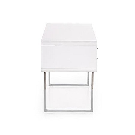Birou HM B30, MDF lucios, cadru metalic cromat, 2 sertare, 120x55x76 cm, alb [1]