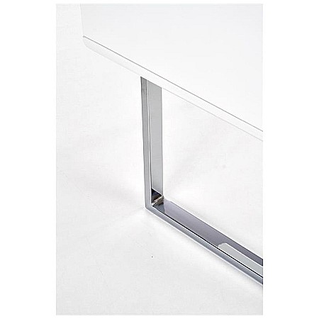 Birou HM B30, MDF lucios, cadru metalic cromat, 2 sertare, 120x55x76 cm, alb [7]