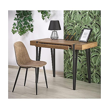Birouri - Birou HM B39, cadru metalic, MDF, polita pentru tastatura, 110x55x76 cm, nuc