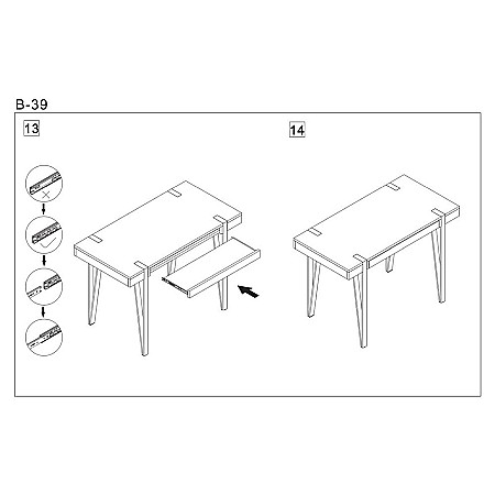 Birou HM B39, cadru metalic, MDF, polita pentru tastatura, 110x55x76 cm, nuc [1]