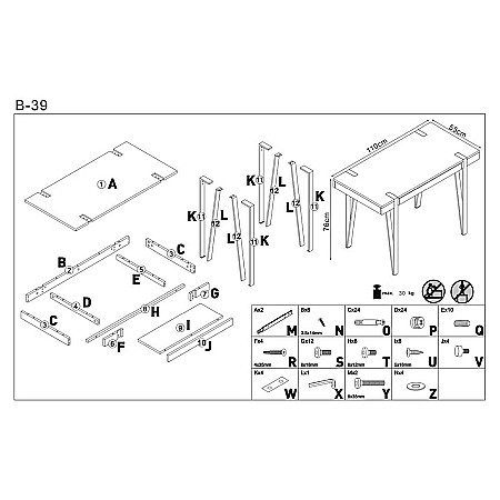 Birou HM B39, cadru metalic, MDF, polita pentru tastatura, 110x55x76 cm, nuc [5]
