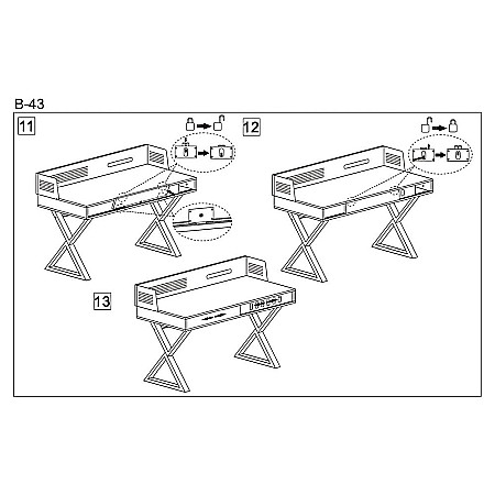 Birou HM B43, cadru metalic, MDF, spatiu depozitare, 110x51x90 cm, stejar/negru [11]
