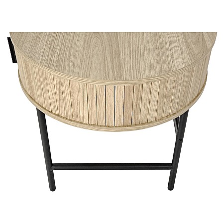 Birou HM B51, blat MDF, cu sertare, circular, design modern, natur/negru [5]