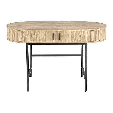 Birou HM B51, blat MDF, cu sertare, circular, design modern, natur/negru [3]