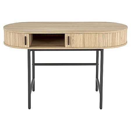 Birou HM B51, blat MDF, cu sertare, circular, design modern, natur/negru [6]