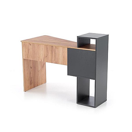 Birou HM Conti, rafturi, sertar, PAL melaminat, 122x57x90 cm, stejar/gri antracit [4]