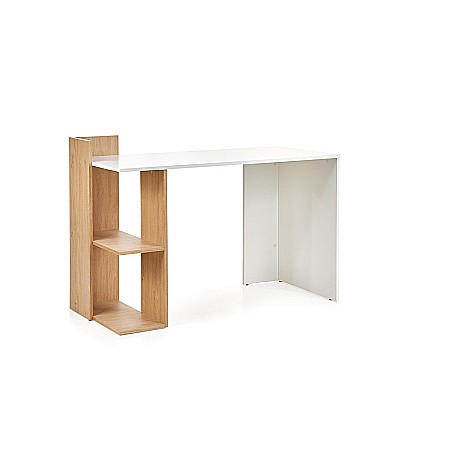 Birou HM Fino, 2 rafturi, PAL melaminat, 122x57x85 cm, stejar auriu/alb [5]