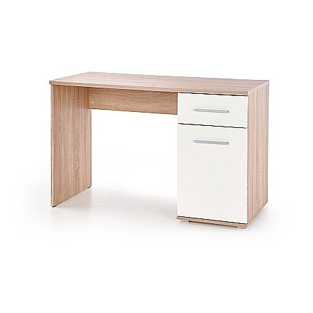 Birou HM Lima B1, cu usa si sertar, PAL melaminat lucios, 120x55x75 cm, stejar sonoma/alb [1]