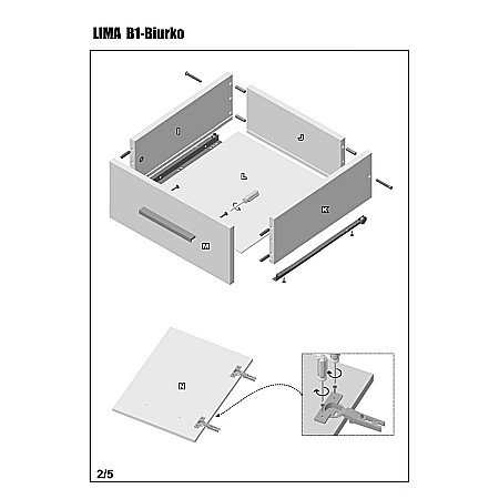 Birou HM Lima B1, cu usa si sertar, PAL melaminat lucios, 120x55x75 cm, stejar sonoma/alb [3]