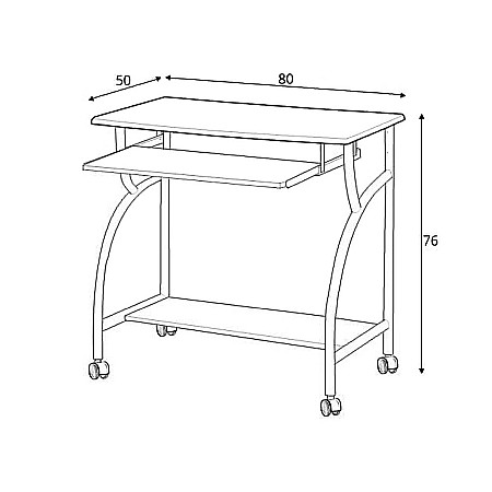 Birou metalic HM B6, blat MDF, polita glisanta tastatura, raft calculator, 80x50x76 cm, fag [2]