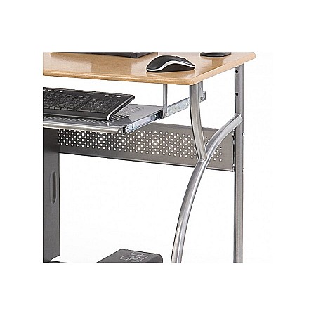 Birou metalic HM B6, blat MDF, polita glisanta tastatura, raft calculator, 80x50x76 cm, fag [3]