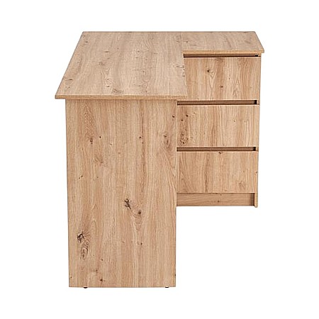 Birou pe colt HM Bega, blat PAL, 3 sertare, 2 rafturi, design modern, stejar artizanal [4]