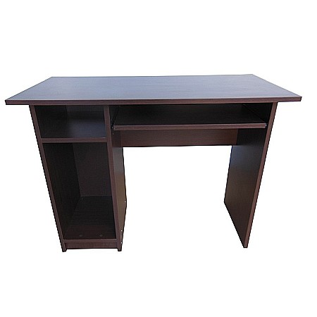 Mobilier - Birou pentru calculator cu spatiu de depozitare, polita pentru tastatura, PAL melaminat, 100x52x76 cm, wenge