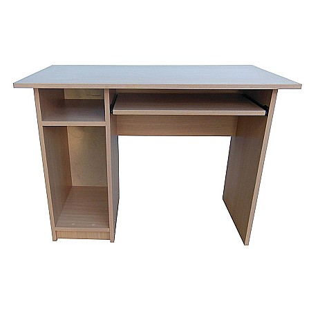 Mobilier - Birou pentru calculator cu spatiu de depozitare, polita pentru tastatura, PAL melaminat, 100x52x76 cm, fag