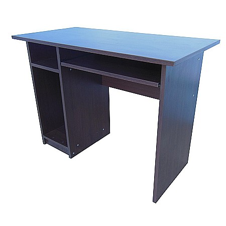 Mobilier - Birou pentru calculator cu spatiu de depozitare, polita pentru tastatura, PAL melaminat, 100x52x76 cm, cires