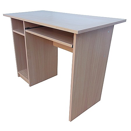 Mobilier - Birou pentru calculator cu spatiu de depozitare, polita pentru tastatura, PAL melaminat, 100x52x76 cm, cires