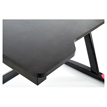 Birou pentru gamming HM B40, iluminare LED, cadru metalic, MDF, 100x60x74 cm, negru [3]