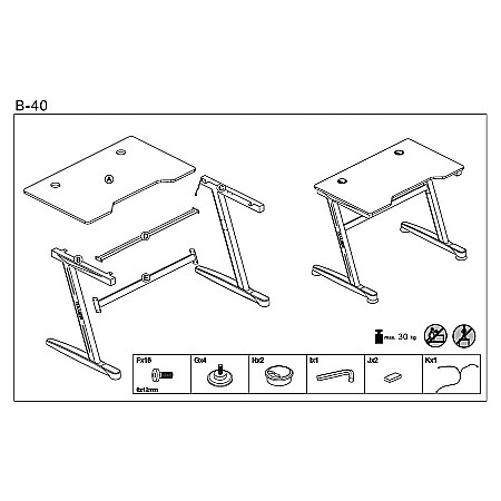 Birou pentru gamming HM B40, iluminare LED, cadru metalic, MDF, 100x60x74 cm, negru [8]