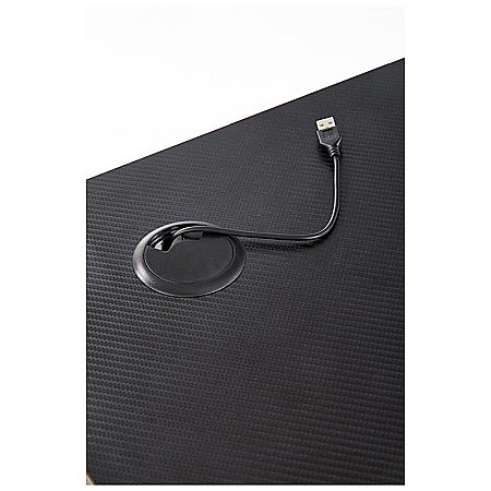 Birou pentru gamming HM B40, iluminare LED, cadru metalic, MDF, 100x60x74 cm, negru [4]