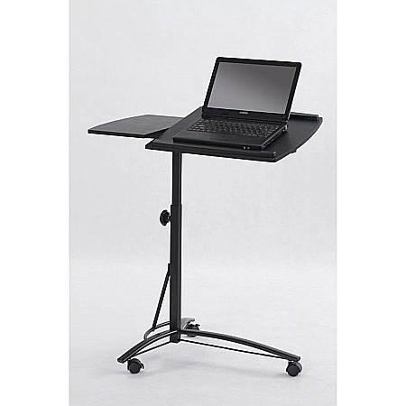 Birou pentru laptop HM B14, inaltime reglabila, unghi inclinare ajustabil, cu roti, cadru metalic, MDF, 73x40x63-93 cm, negru [1]