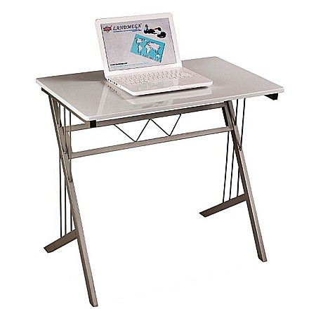 Birou SL B120, cadru metalic, blat MDF, robust, 80x51x72 cm, alb [1]