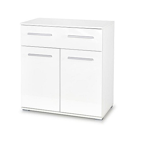 Comoda dormitor HM Lima KM1, Pal Melaminat, cu 2 usi, un sertar, cant ABS, alb [1]