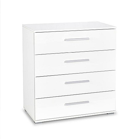 Comoda dormitor HM Lima KM3, Pal Melaminat, cu 4 sertare, cant ABS, alb [1]